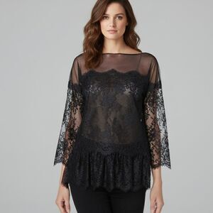 Intimissimi Black Lace 3/4 Sleeve Size Small NWT
